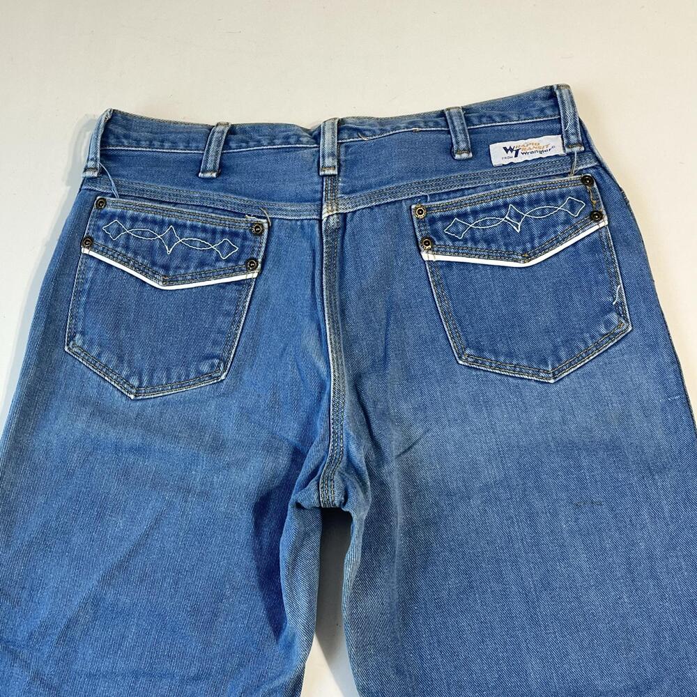 Vintage Wrangler Jeans Womens 31 High Rise Bell Flare Western Wrapid Transit 70s - Picture 13 of 16